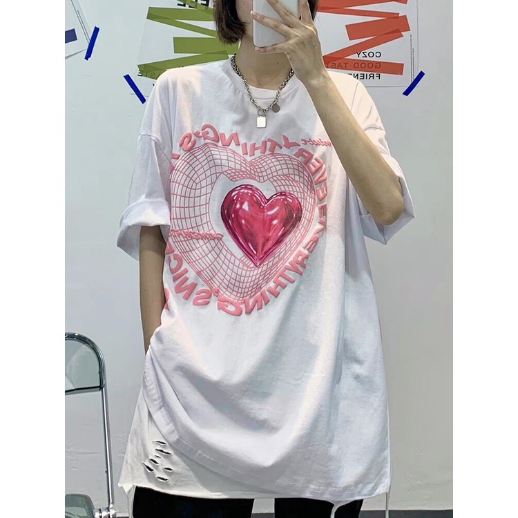 baju wanita oversize cartoon doodle T-shirt lengan pendek kaos korean style kaos hitam