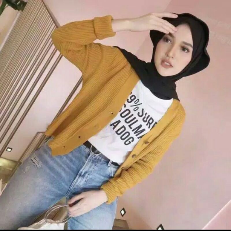 kardigan kancing olivia crop -baju atasan wanita premium