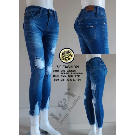 JEANS L&Y WANITA VARIASI SOBEK | JEANS WANITA TERLARIS L&Y
