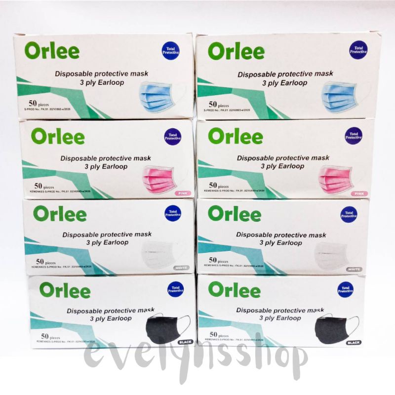 MASKER ORLEE EARLOOP HEADLOOP 3 PLY ISI 50 PCS // MASKER ORLEE HIJAB