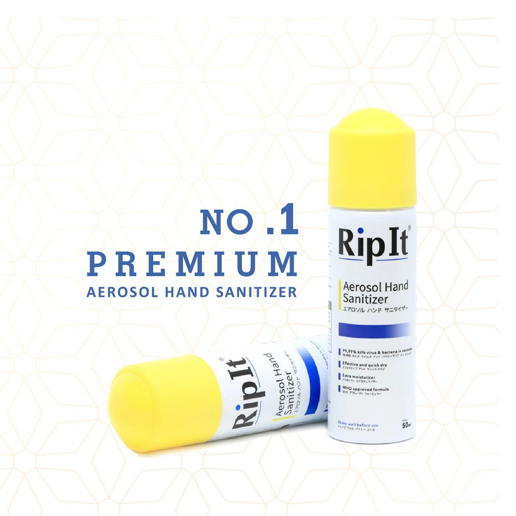 HAND SANITIZER RIP IT AEROSOL DISINFECTAN SPRAY 100% ORIGINAL FOOD GRADE 50 ML