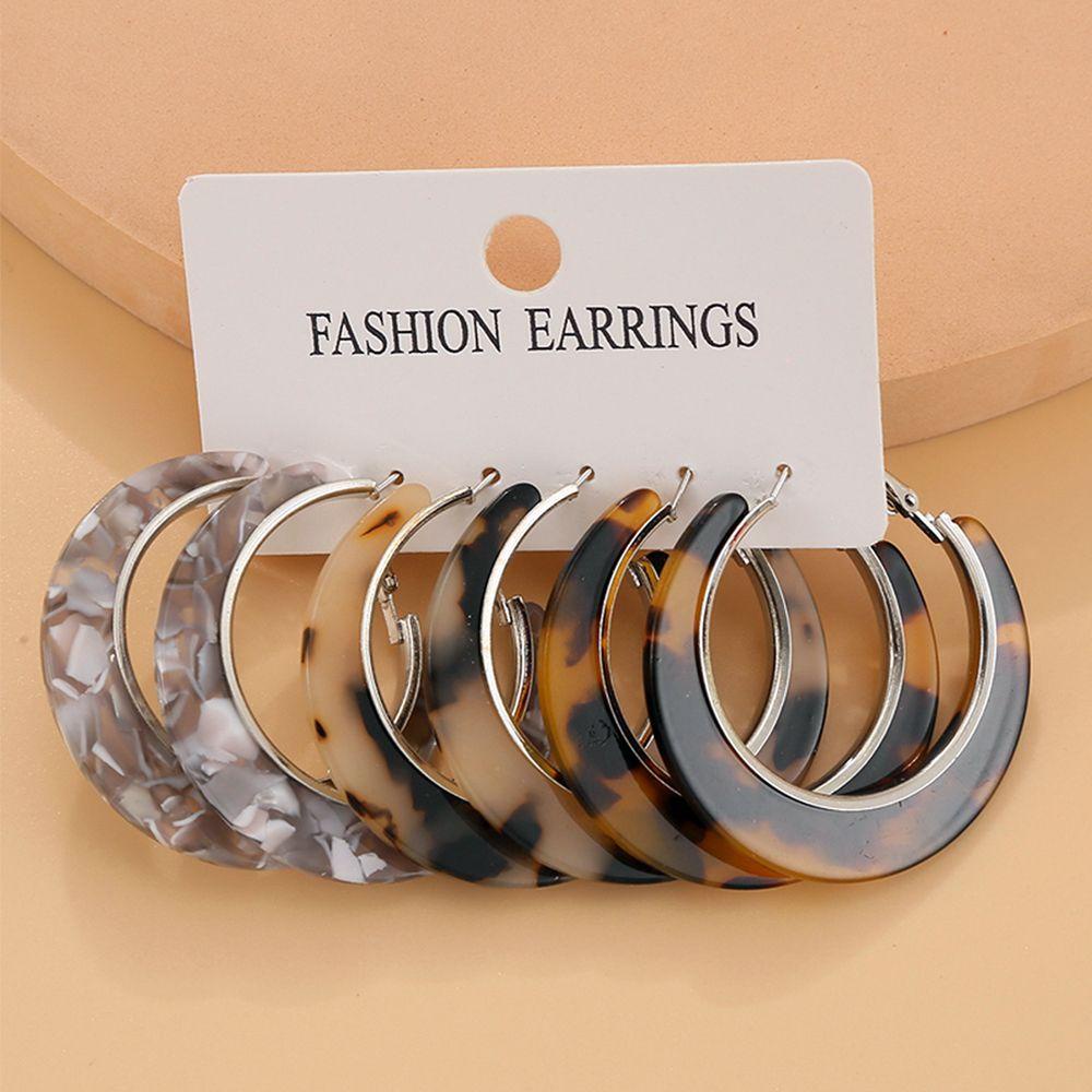 Suyo Anting Akrilik Set Resin Fashion Wanita Gadis Perhiasan Menjuntair