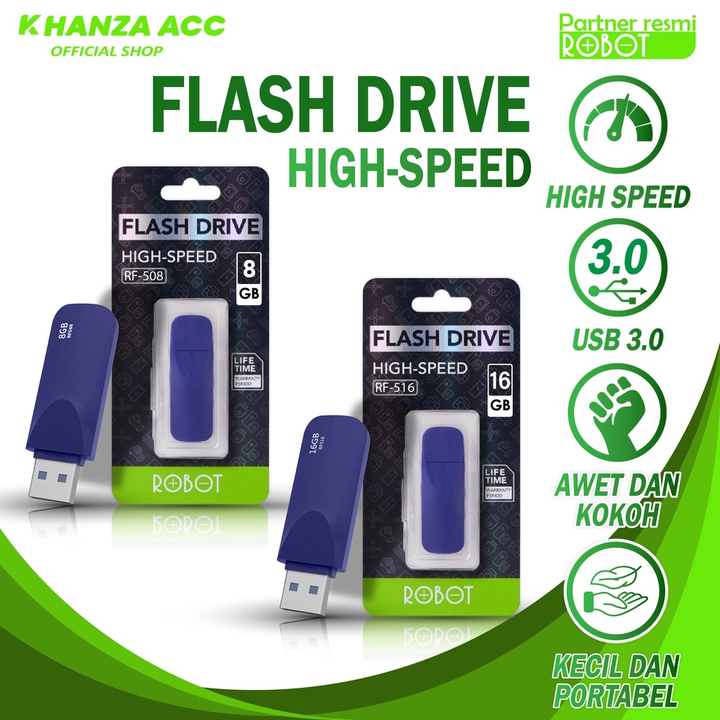 KHANZAACC FLASHDISK ROBOT 8GB RF508 / 16GB RF516 Compatible for All Windows