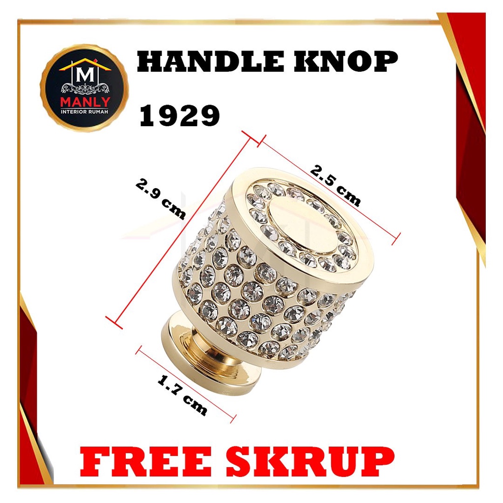 Knob Kristal Berlian Handle Kristal Tarikan Kristal Diamonds Emas Gold Gagang Pintu Gagang Lemari Laci Meja Aksesoris Furniture