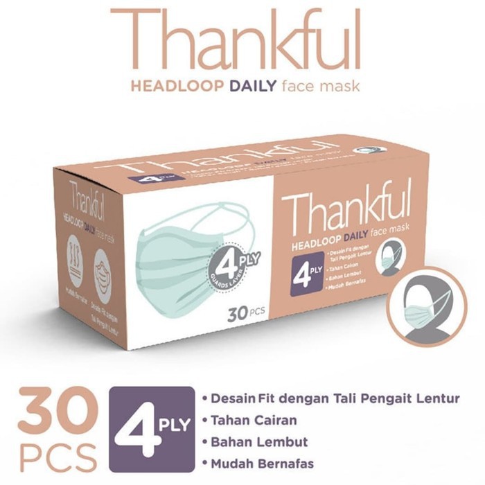 Thankful Face Mask Adult Headloop Daily 30's