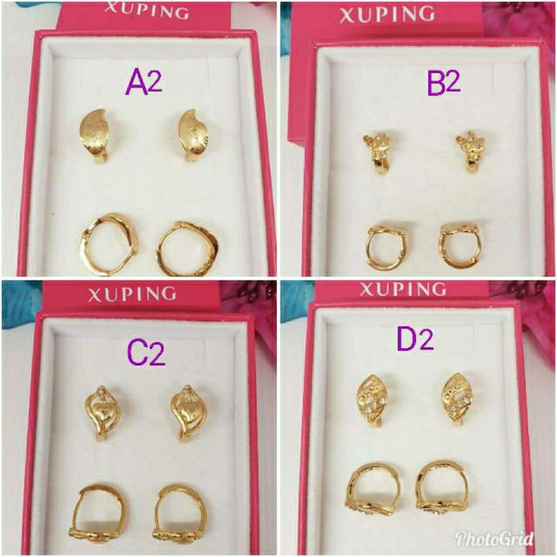 Anting jepit xuping lapis mas 18 k permata zircon