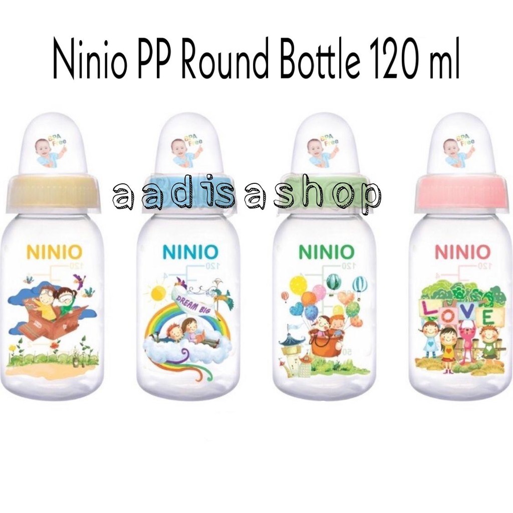 Ninio PP Round Bottle Botol Susu Asi Dot Bayi Anak 120 ml