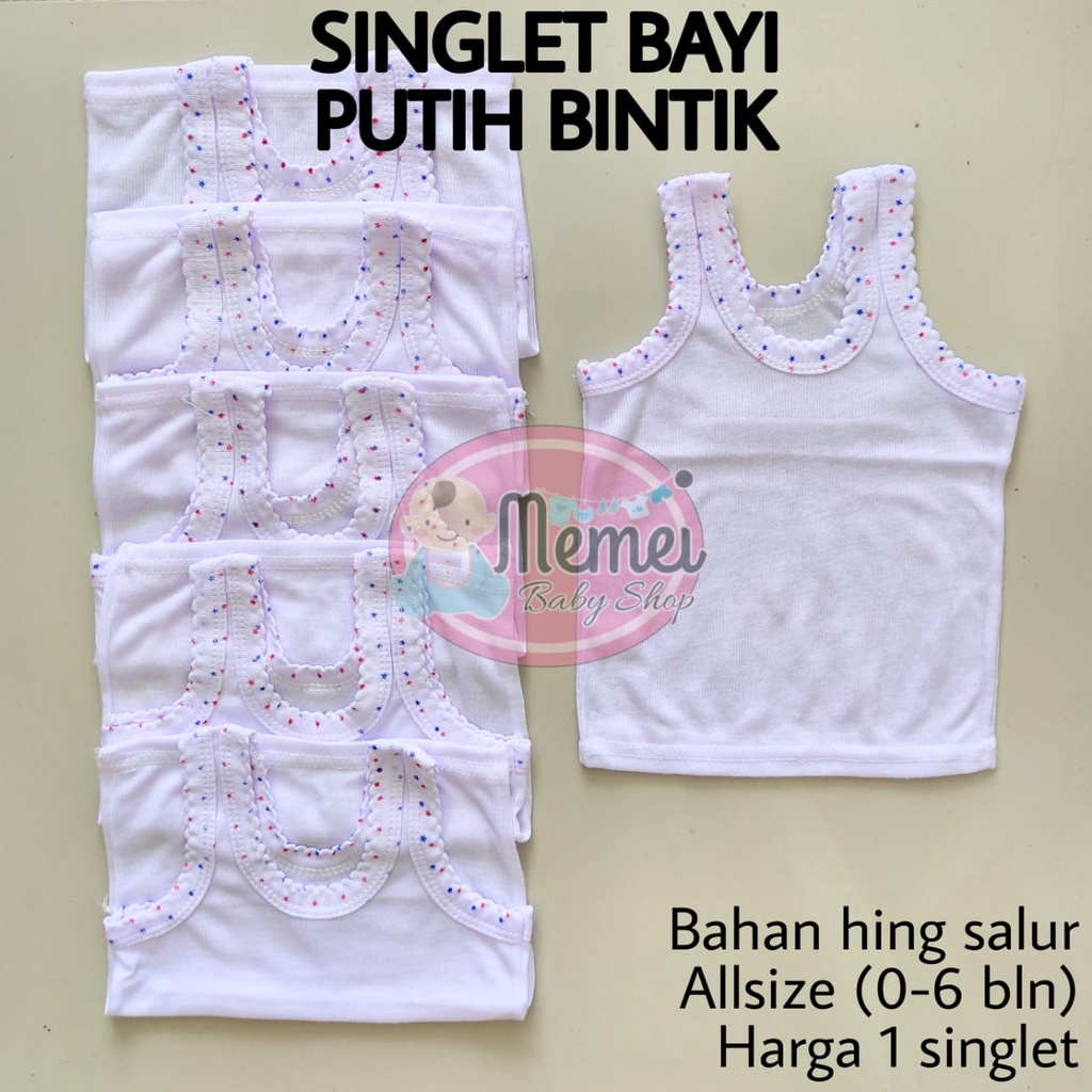 Singlet bayi PUTIH kaos dalam bayi S / M / L / XL perlengkapan bayi lahir