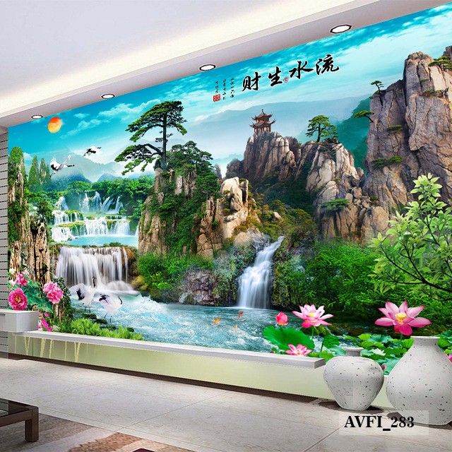 Wallpaper Dinding Custom 3d Air Terjun Wallpaper Custom 3d Murah Shopee Indonesia