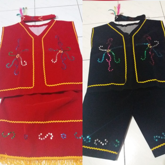 WS Baju adat dayak SD // pakaian adat kalimantan timur - MERAH TK, LAKI