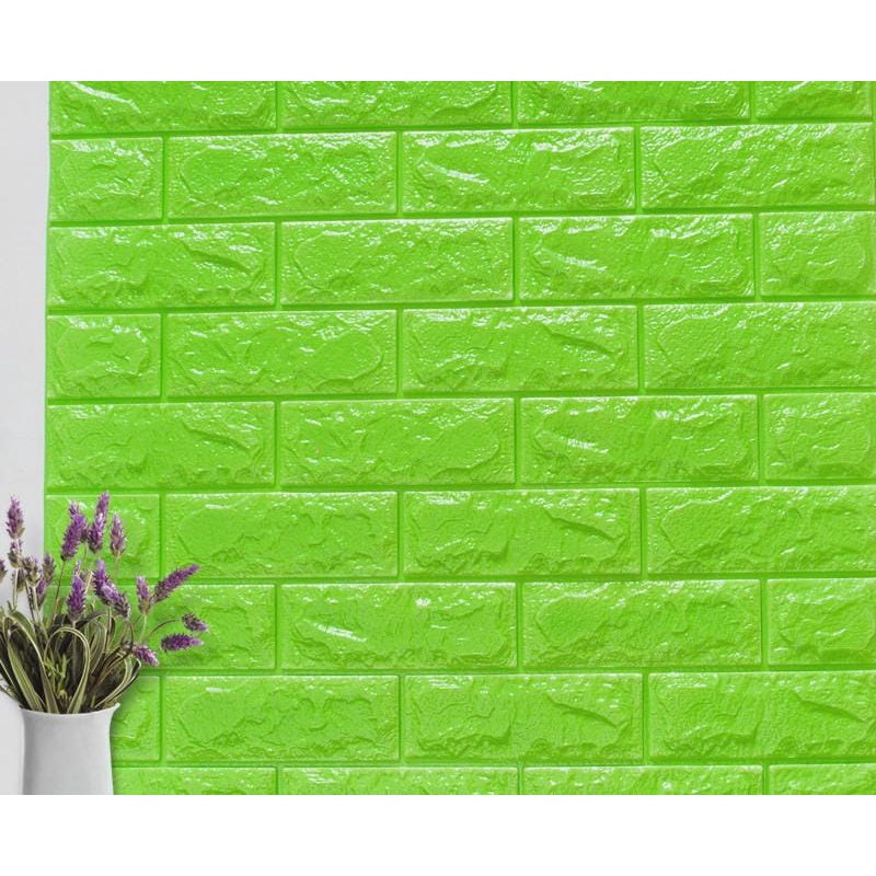 Wallpaper Tembok Dinding 3D Model Batu Bata Putih/Walpaper Tembok Dinding Untuk Mempercantik Ruangan-Hijau