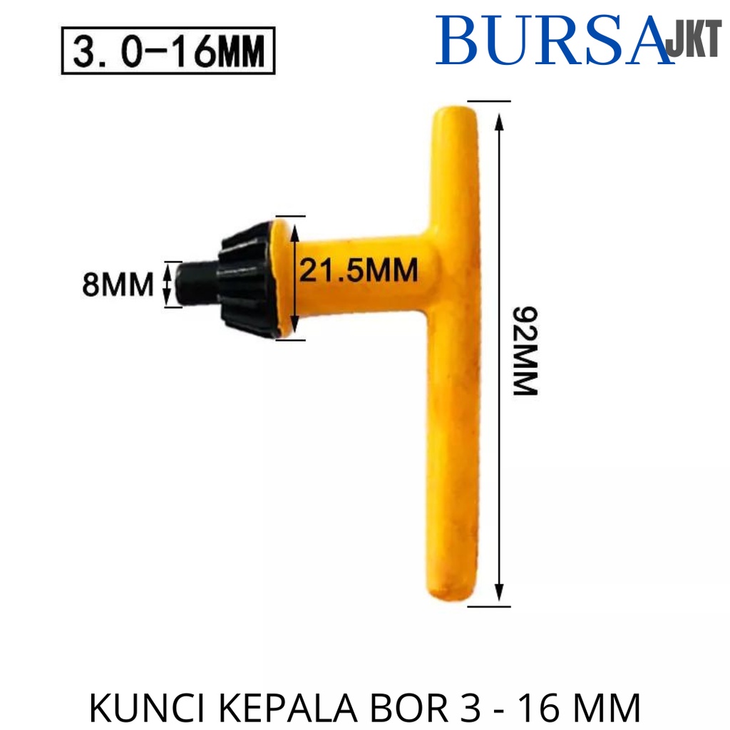 KUNCI MATA BOR BENTUK T UNTUK BUKA PASANG KENCANGKAN UKURAN 0,6 - 13 MM