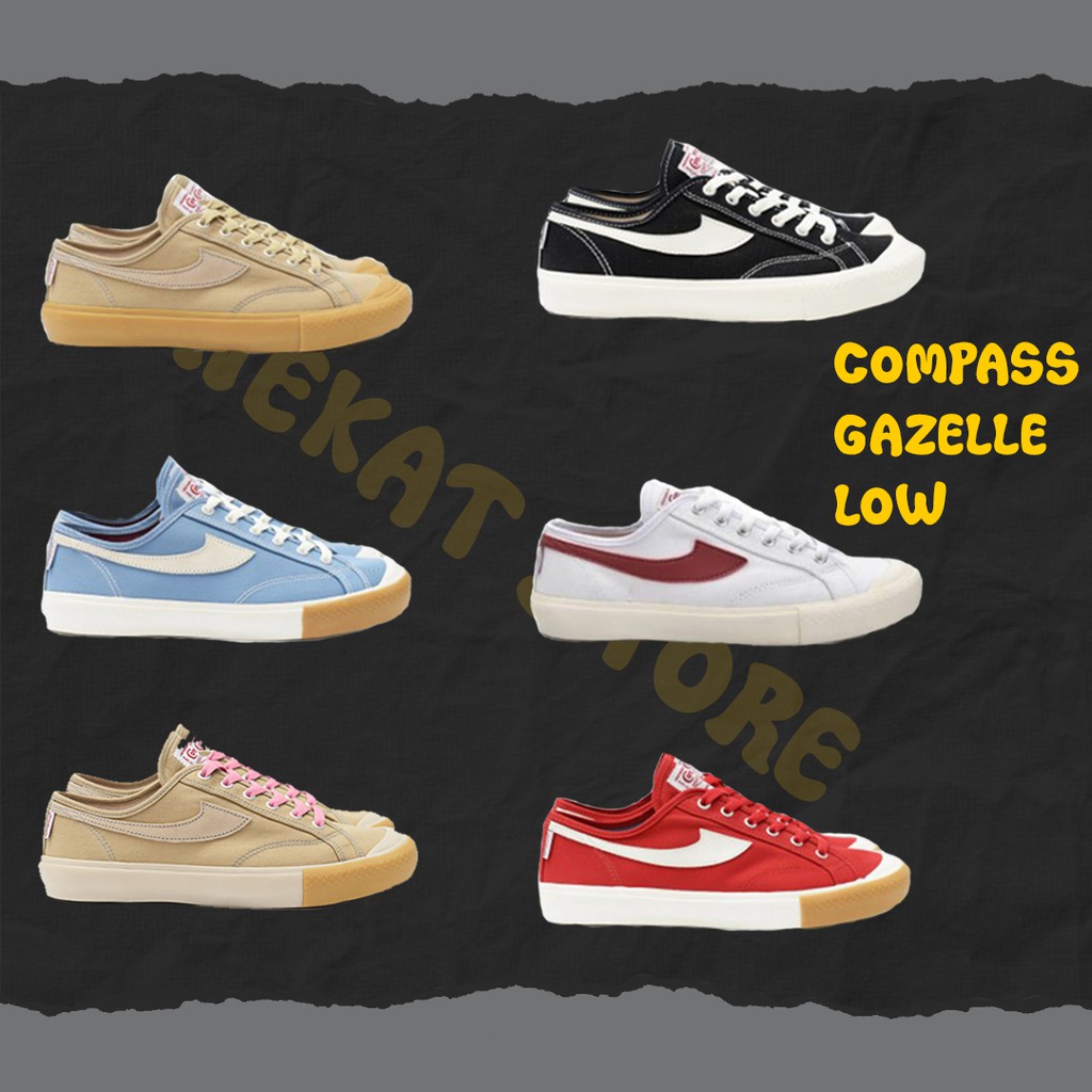 Compass Gazelle Low Black White , Cappuccino, Blue Sky, Red White, White Red, Pink Frost