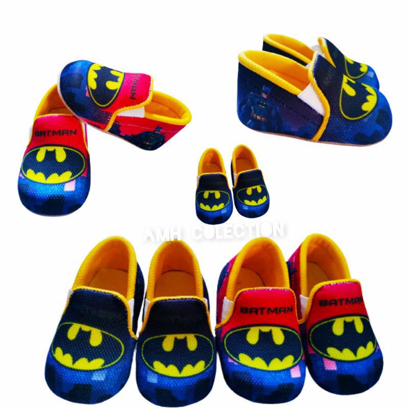 NEW ITEM BABY SHOES SLIP ON ANAK LAKI-LAKI BATMAN PRINT 0-12 BLN