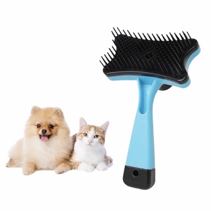 SISIR GROOMING KUCING ANJING KELINCI PRESS TIMMER TOMBOL SIKAT PEMBERSIH BULU RONTOK PET BRUSH SELF QUICK CLEANING