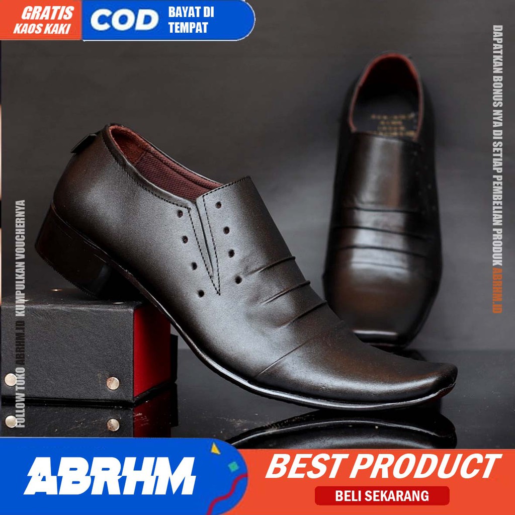 ABRHM X REMPEL Sepatu Formal Pria Sepatu Pantofel Kulit Asli Sepatu Pria Casual Sepatu Kasual Oxford Kerja Kantor Kuliah Kondangan Gaya Keren Kekinian Original Murah Terlaris