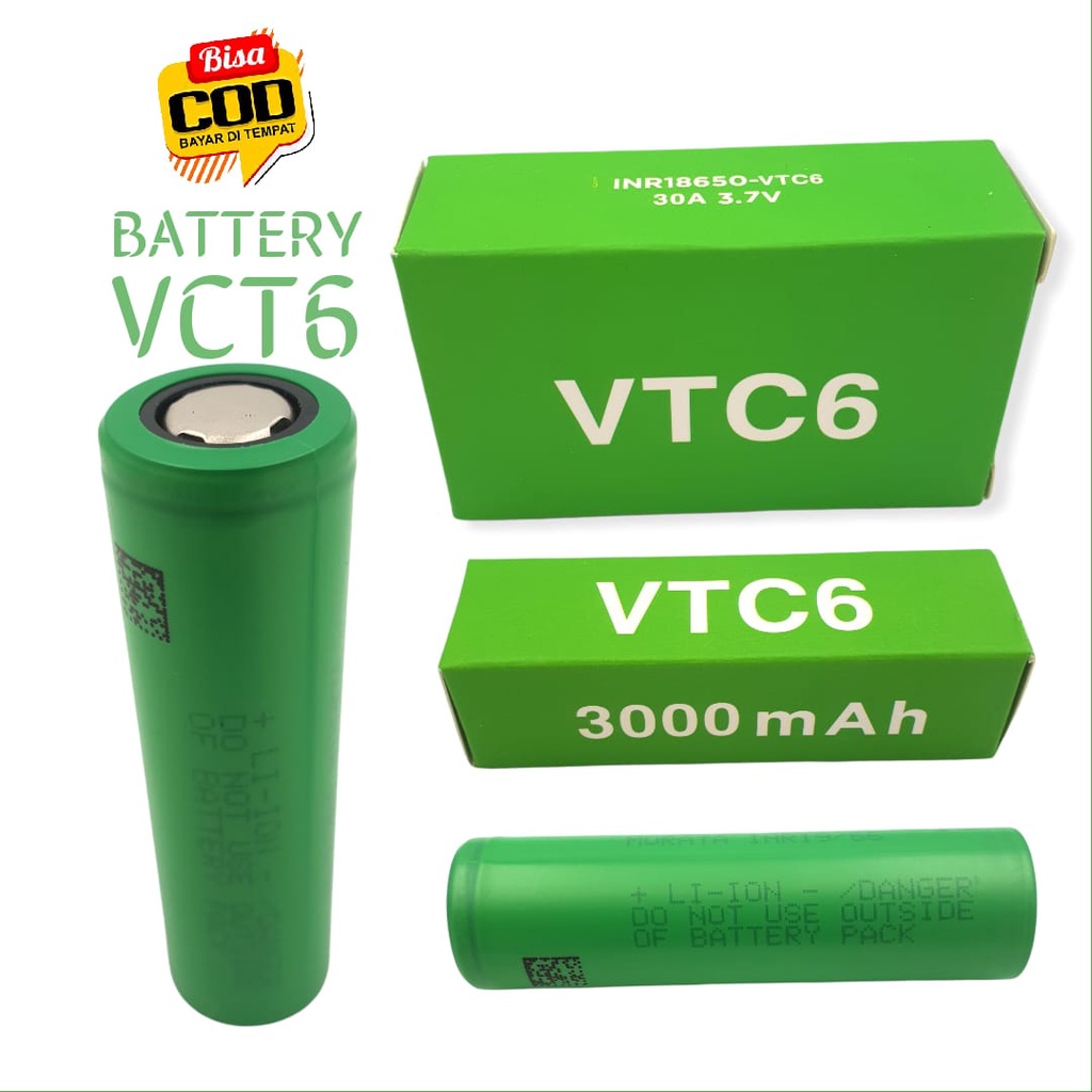 Battery Sony VTC6 18650 3000Mah 30A 3.7Volt Baterai VTC 6 (1 baterai)