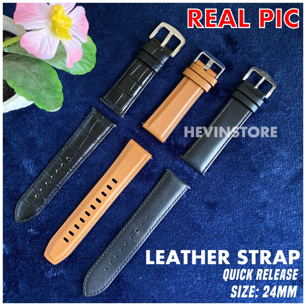 Leather Strap 24mm Quick Release Strap Watch