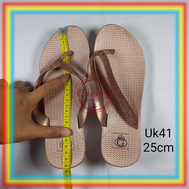 L1895AY1 Sandal Wedges Karet Wanita Glanzton Glitter Gliter Blink Sendal Jepit Wedges Cewek Premium