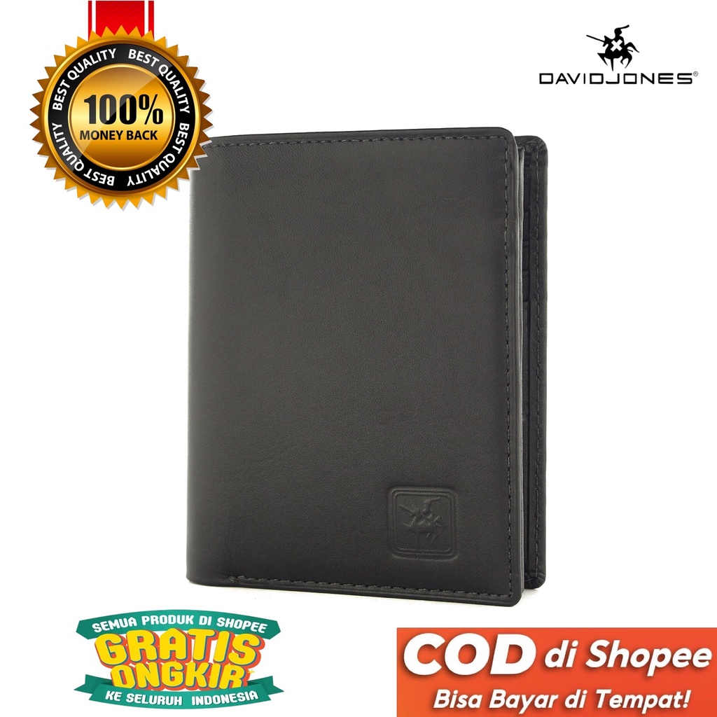 TOKOKOE - Dompet Pria model Berdiri bahan Kulit Premium Dompet Lipat - David Jones 5101 Black