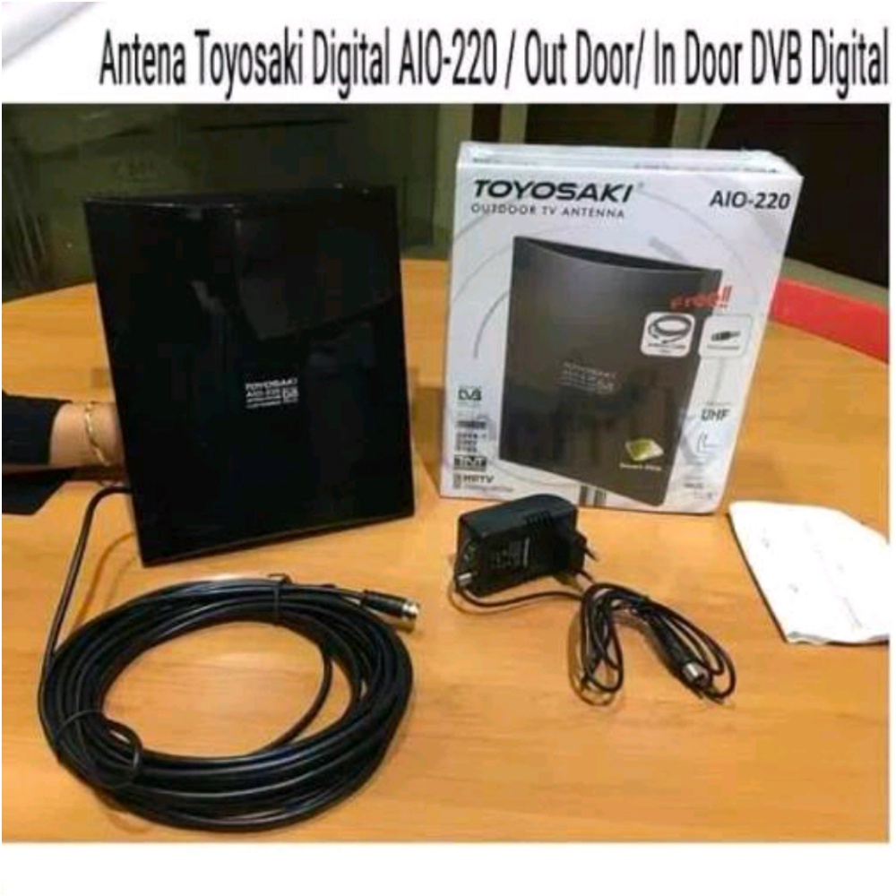 RK Antena tv digital Toyosaki AIO-220 AW antena luar antena dalam plus kabel 10M untuk set top box