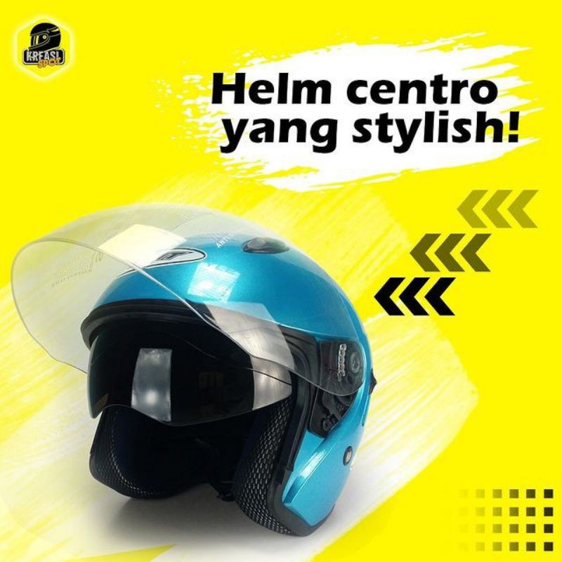 HELM SNI PRIA WANITA CEWEK COWOK DEWASA COUPLE LUCU ORIGINAL GMT CENTRO HALF FACE DOUBLE VISOR MURAH