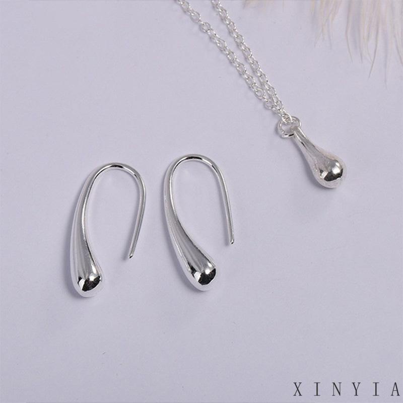 4 Pcs Perhiasan Kalung Anting Kait Cincin Gelang Water Drop Electroplating