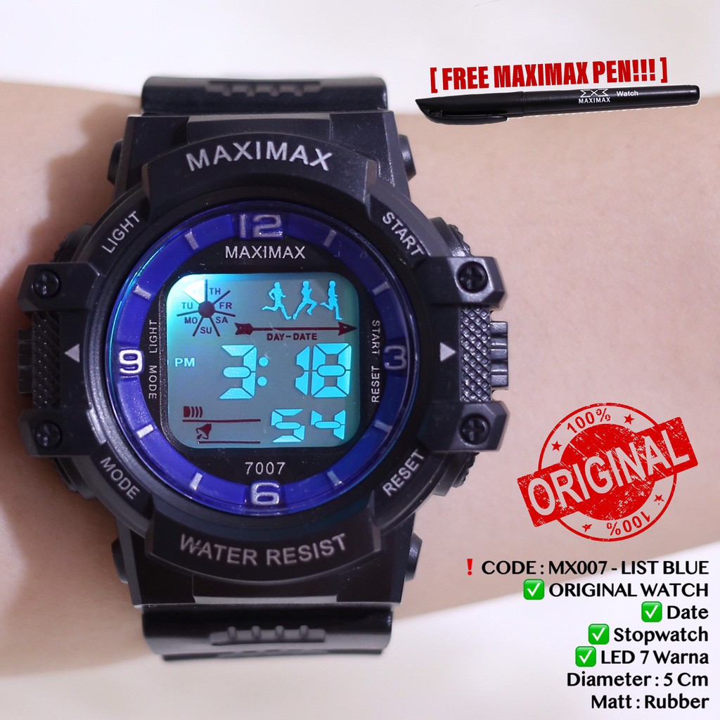 Jam tangan digital pria wanita FREE PUPLEN MAXIMAX model gshock LED watch MX7007