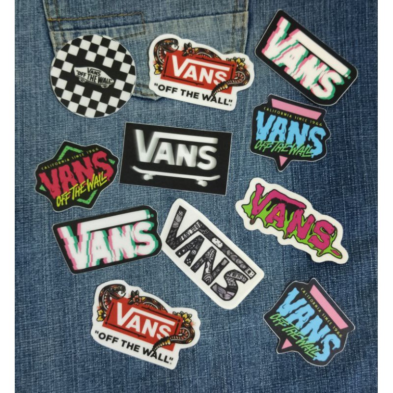 

Stiker distro Vans, tahan air, bahan Vinyl Printing plus laminasi, minimal order 10 Pcs