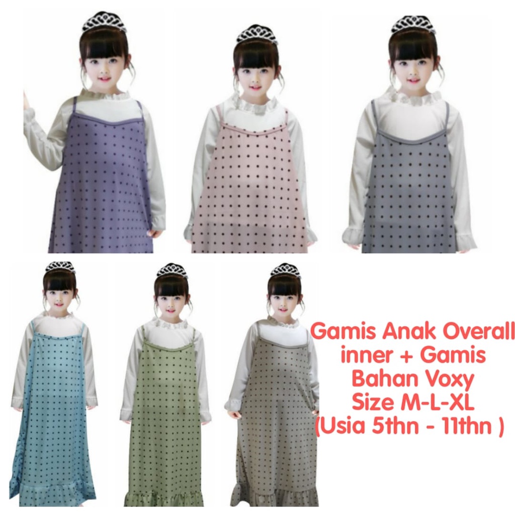 MOMOGI- GAMIS ANAK OVERALL POLKADOT 2 IN 1 / Usia 5th-11th