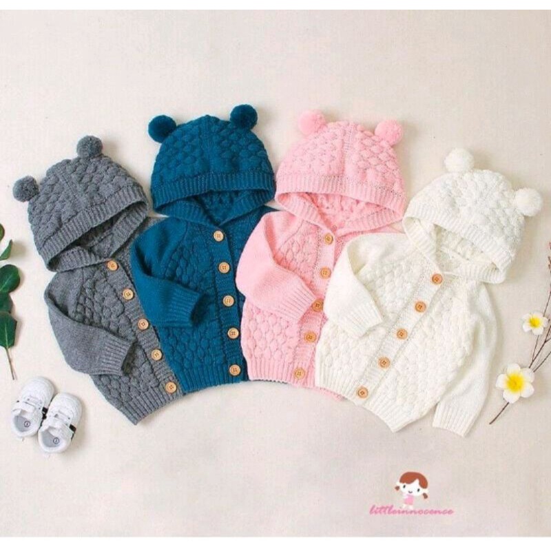 KIDS HOODIE POPCORN RAJUT / CARDIGAN RAJUT ANAK / SWEATER HOODIE ANAK RAJUT / SWEATER HOODIE PREMIUM / KARDIGAN ANAK 1-3 TAHUN