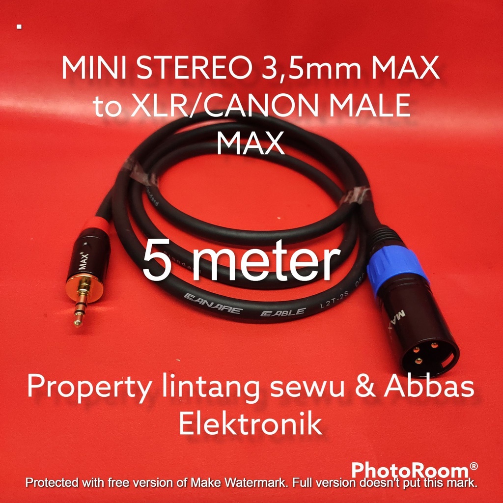 KABEL JEK MINI STEREO MAX TO XLR CANON MALE MAX 5 METER