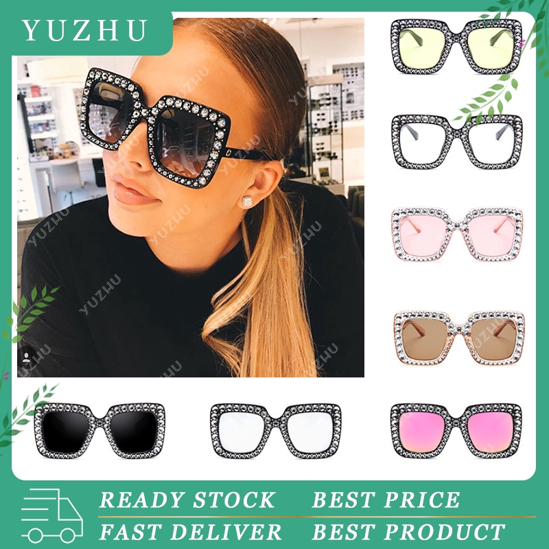 【Bayar di tempat】kacamata sunglasses wanita fashion Diamond  bingkai Kacamata Hitam