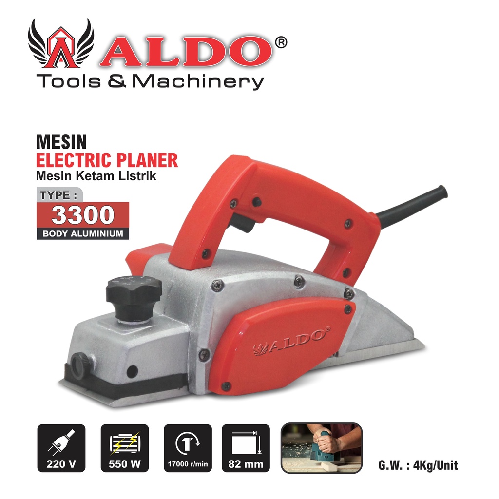 Mesin Serut / Planer Type : 3300 Body Aluminium Merk Aldo