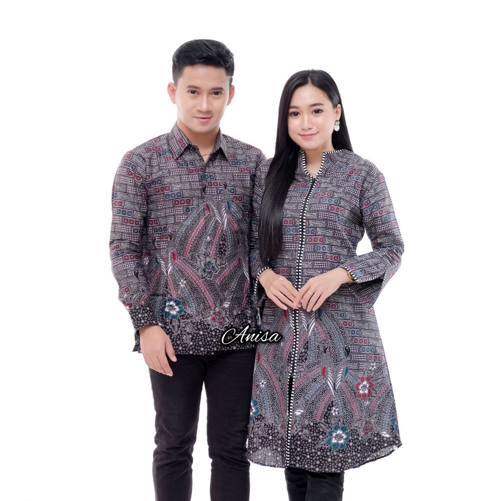 MCbatik | Batik Couple | Batik Couple Tunik Zipper Depan Kemeja Lengan Panjang