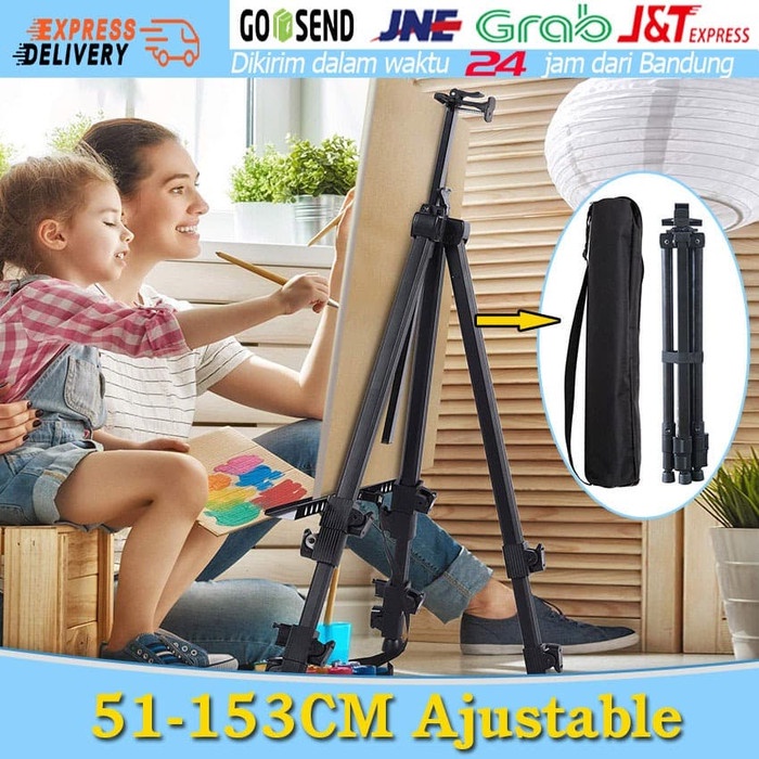 

(TERLARIS) Dilipat Stand Lukis Aluminium Easel Besi Tripod Holder Lukisan Display