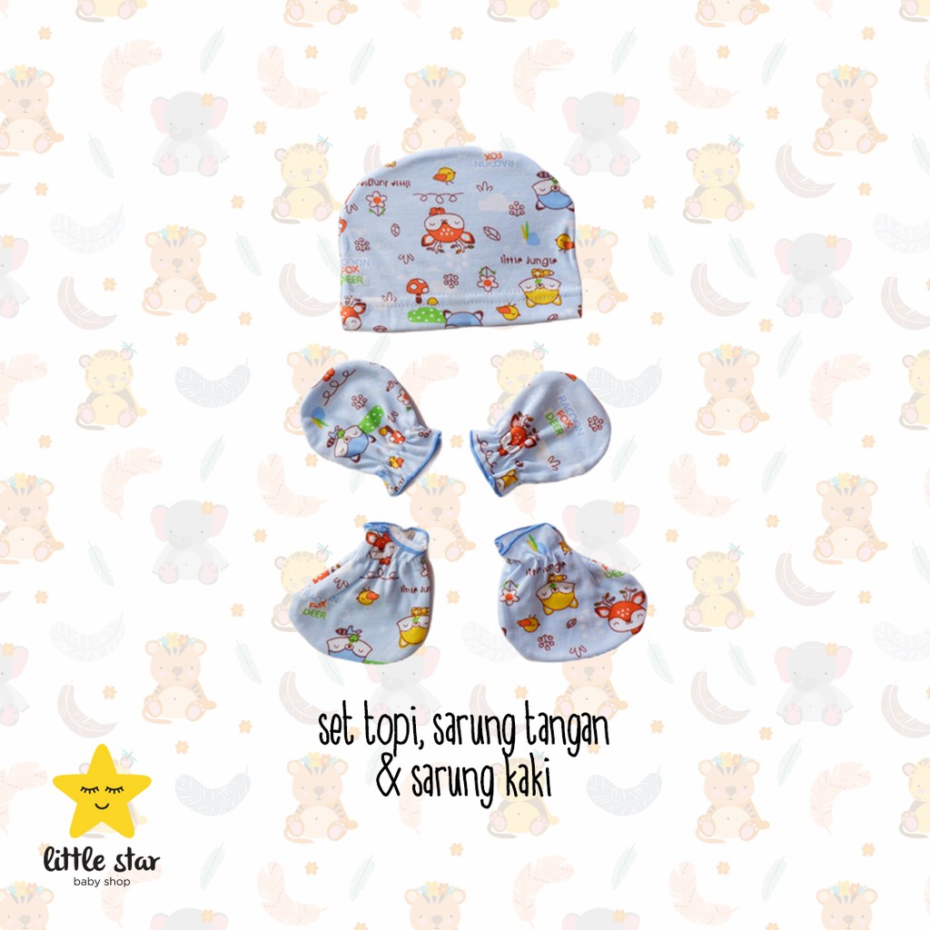 Y Lin Set Sarung Tangan Sarung Kaki Topi Bayi Cewek Cowok Motif