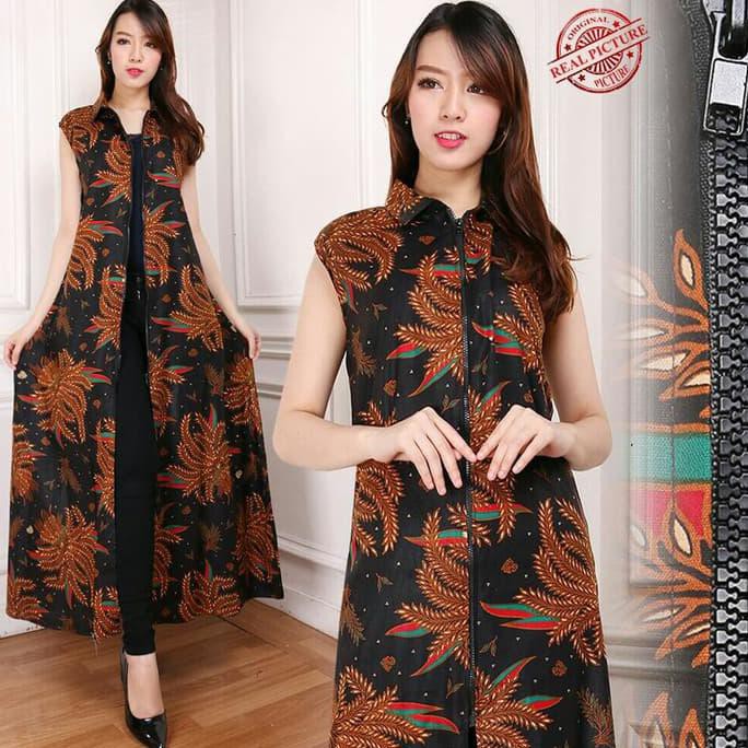 Style Kekinian sandra long dress bolero panjang sleting batik *