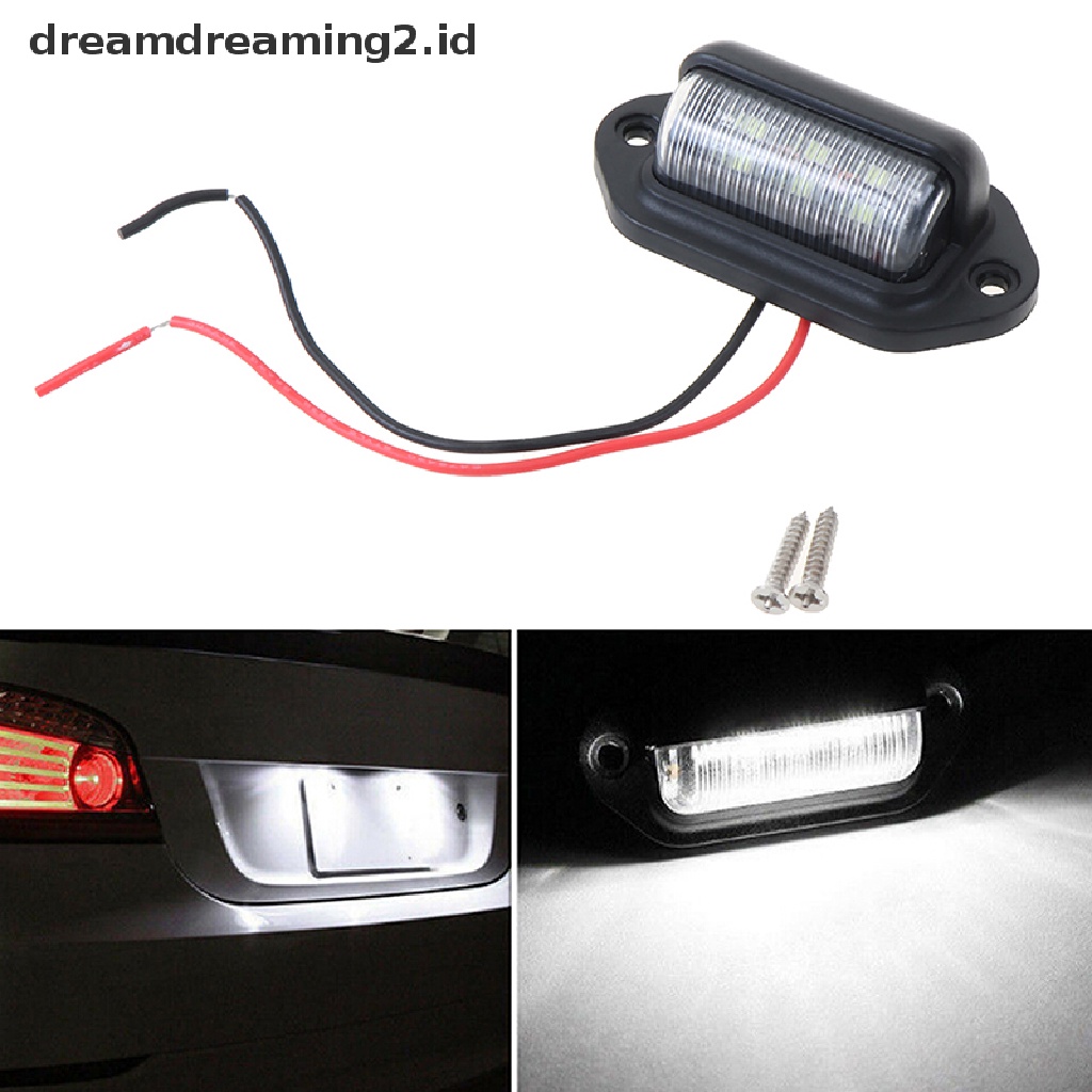 1pc Lampu LED 6smd 12V Tahan Air Untuk Plat Nomor Mobil / Truk / Trailer / Perahu