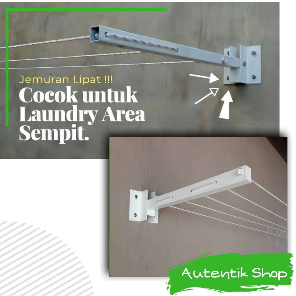 Jemuran Dinding Lipat Bonus Tali Tambang 4 Baris
