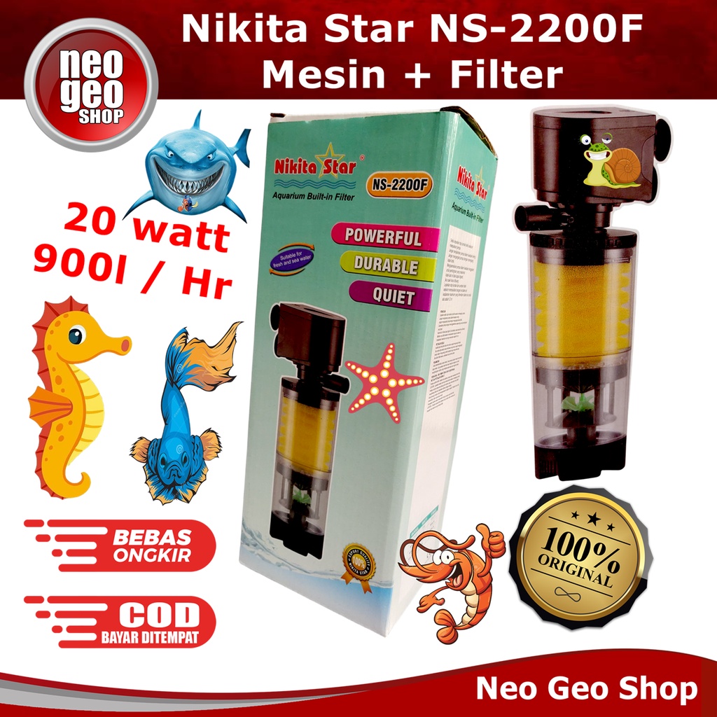 Nikita Star NS 2200F 2200 F builtin Filter Tabung Mesin Pompa Aquarium