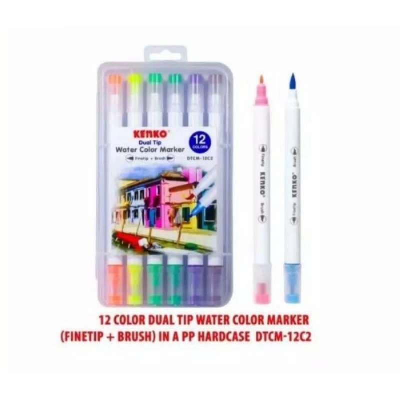 

Spidol Color Marker & Highlighter Kenko DTCM-12C2 Dual Tip Water Based