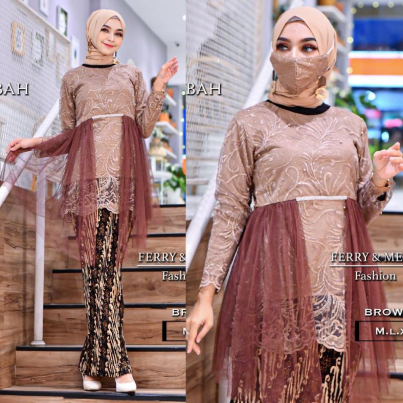 SET BLOUSE SOIBAH TULLE MODERN ~ STELAN TUNIK TULLE SOIBAH FREE MASKER - STELAN KEBAYA MODERN