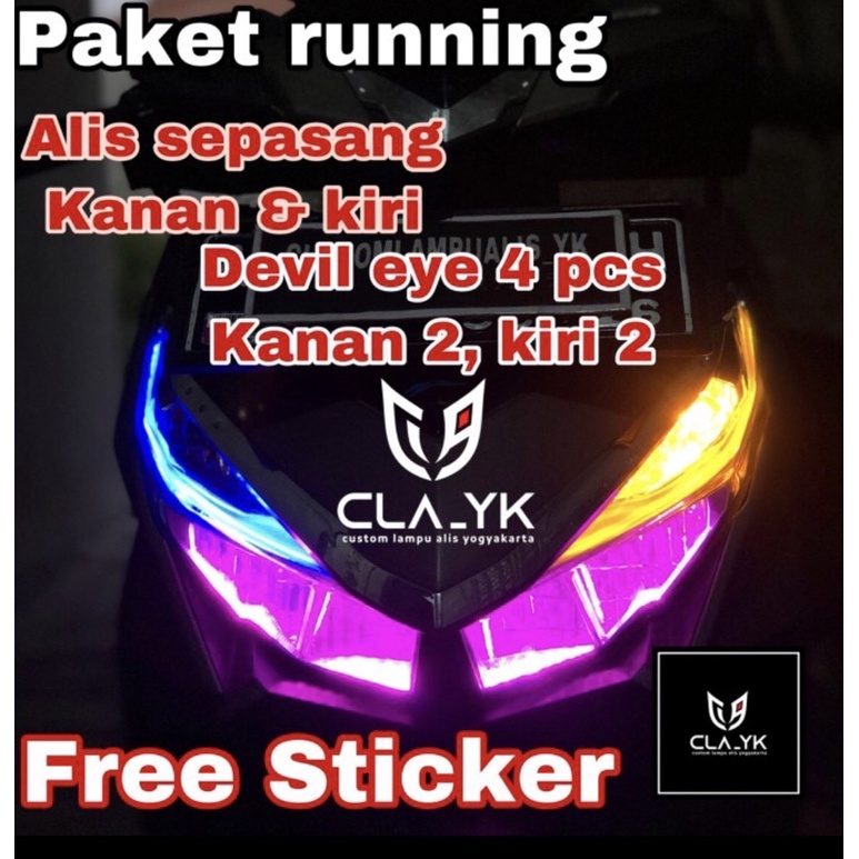 paket alis running dan devil eye di motor vario 125 / 150 led old