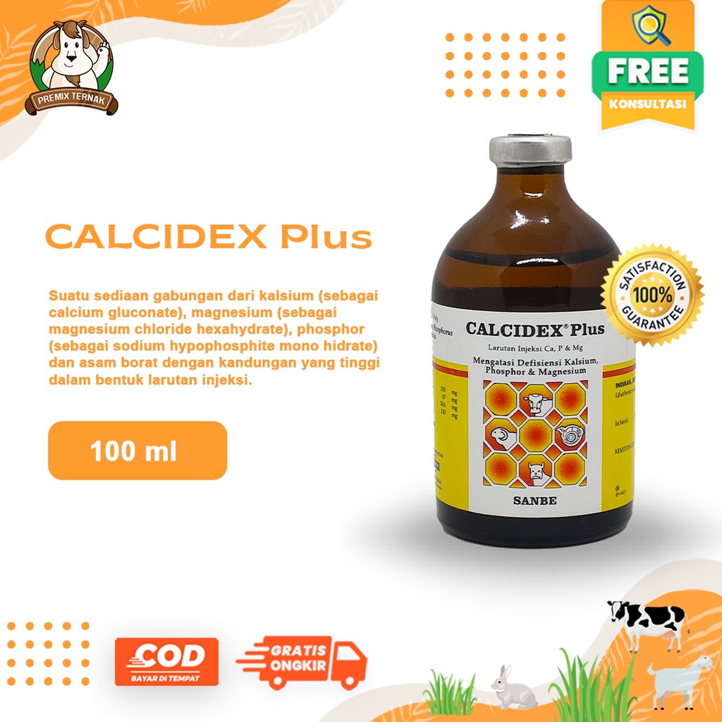 CALCIDEX PLUS 100 ML SANBE | OBAT TERNAK UNTUK SAPI KEKURANGAN KALSIUM