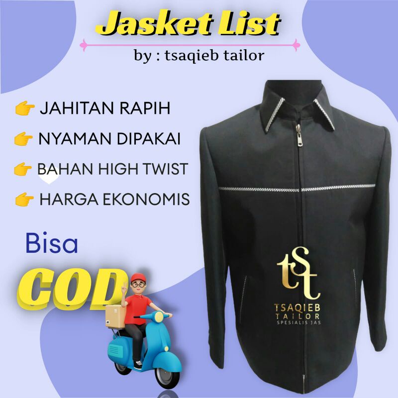 Jasket Formal Pria Cowok List Bahan High Twist