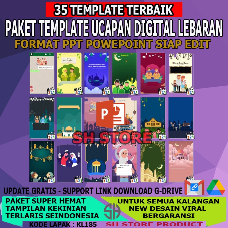 Paket Template Video Ucapan Digital Idul Fitri Lebaran Terkini PPT Tinggal Edit Termurah Terlaris