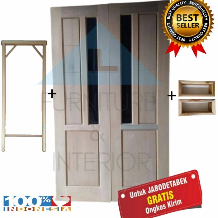 Kusen Pintu Kayu 2 Daun Utama Rumah Meranti Oven Minimalis Terbaru