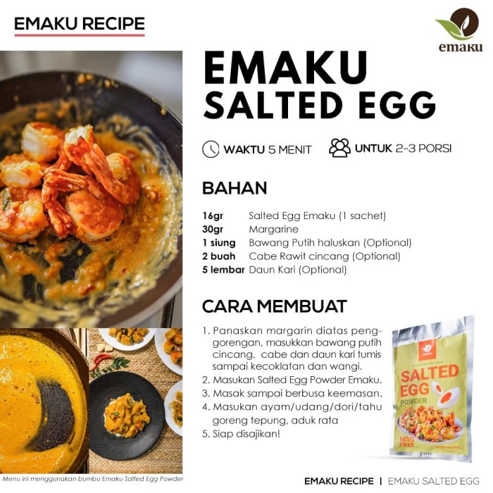 

PRODUK TERBAIK - EMAKU SALTED EGG POWDER UNTUK MENUMIS (POUCH SIZE)