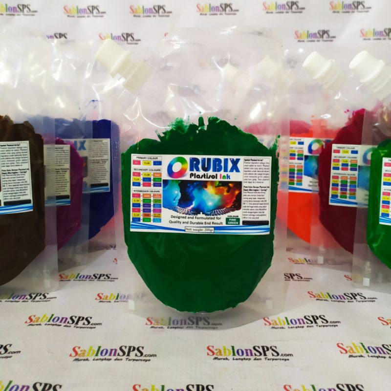 TINTA SABLON PLASTISOL RUBIX PINE GREEN HIJAU PINUS 200GR